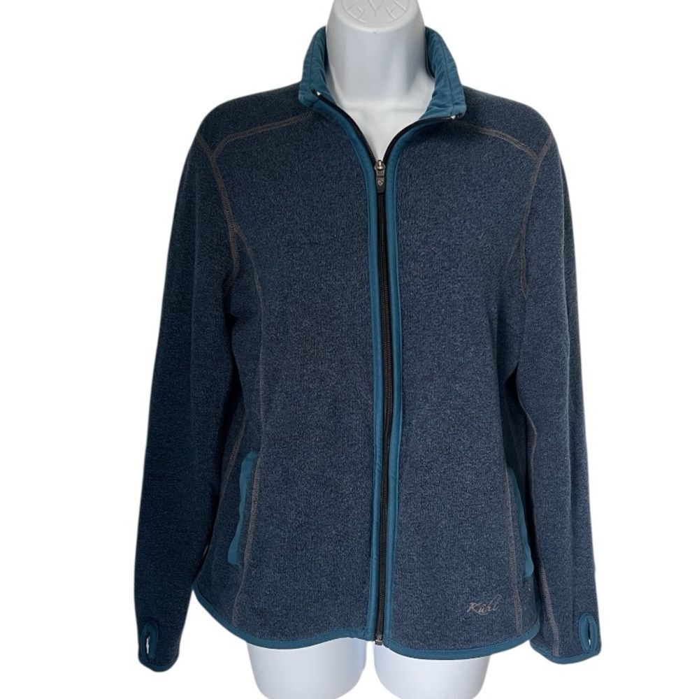 KUHL Blue Women Full Zip Fleece Softshell Outdoor Hiking Sweater Jacket M